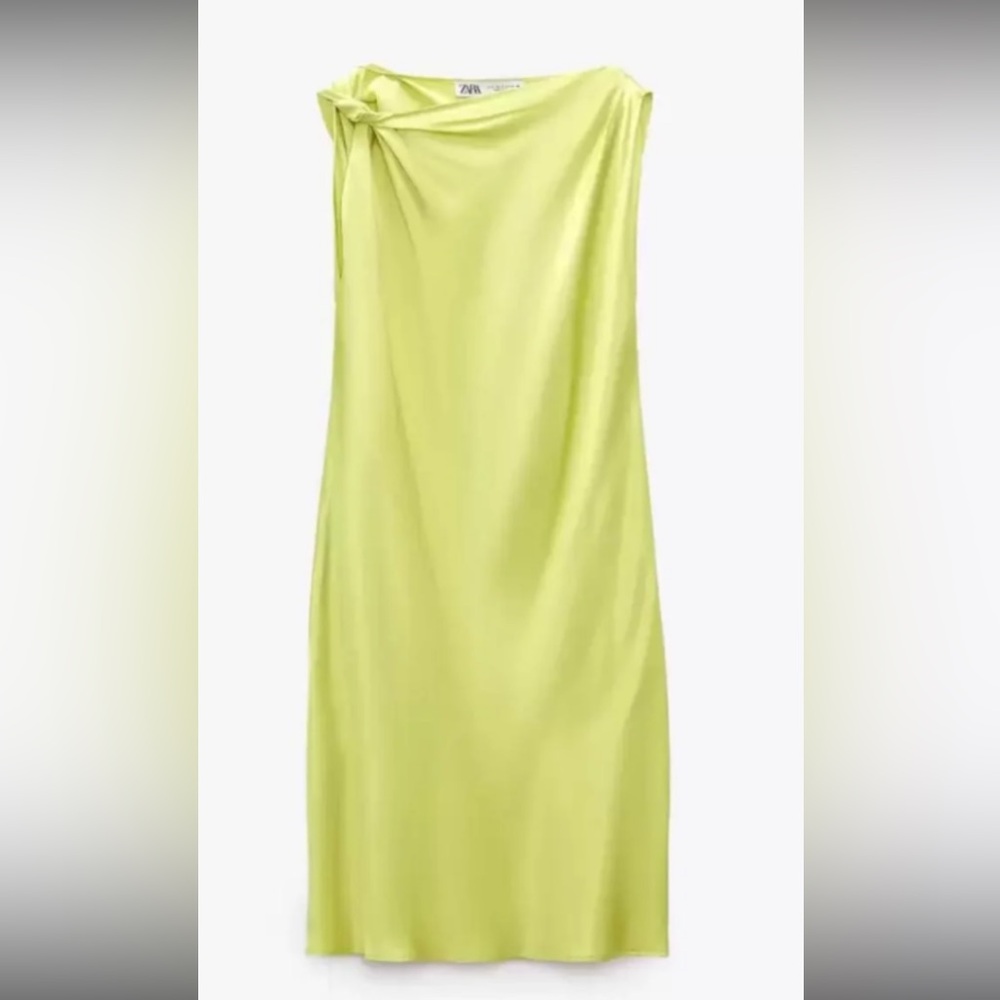 Zara Knotted Satin Sheath Mini Dress